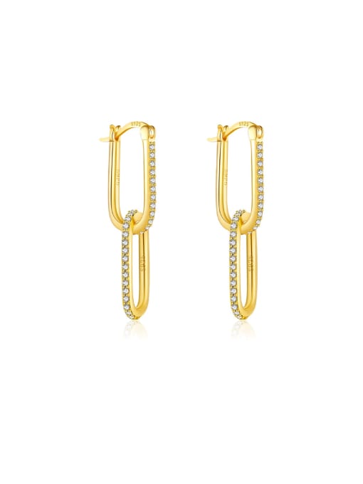 18K gold [white stone] 925 Sterling Silver Cubic Zirconia Geometric Trend Drop Earring